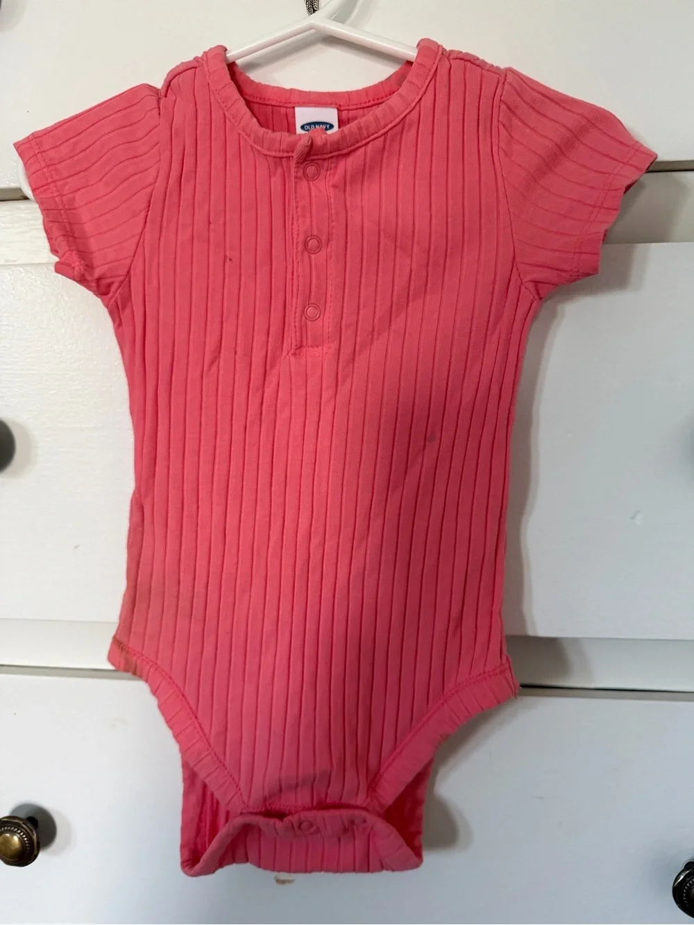 Old Navy Ribbed Short-Sleeve One-Piece Bodysuit - Coral Pink